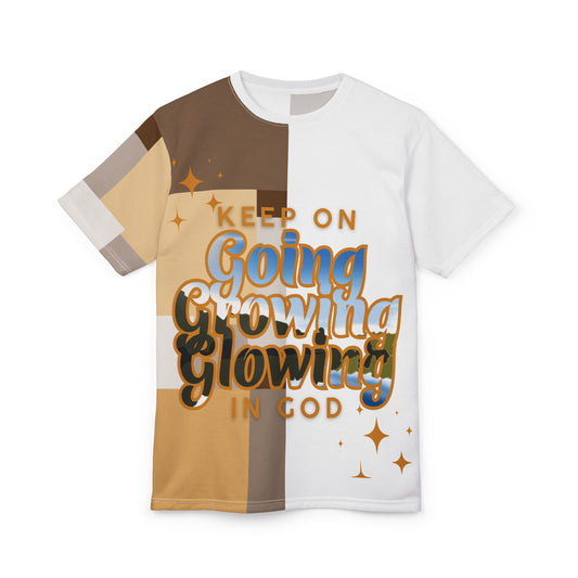 Keep on Going, Growing, Glowing in God Tee (Brown)